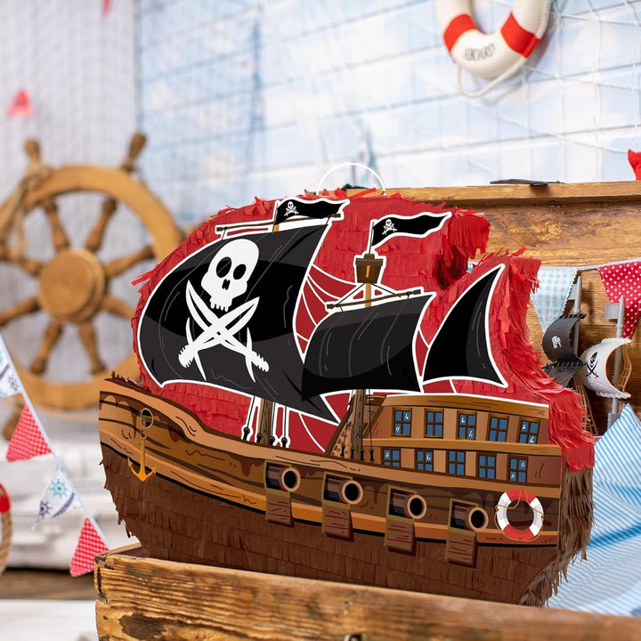 WERNNSAI Piraten Pinata – Pirat Pinata Geburtstag Junge Kinder Piraten Piñata mit Stock Augenbinde P