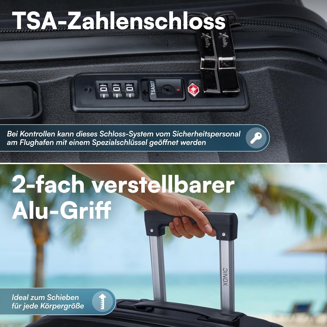 Xonic® Hartschalenkoffer XL für 100L - Bruchsicherer Rollkoffer Polypropylen mit 360° Doppelrollen &
