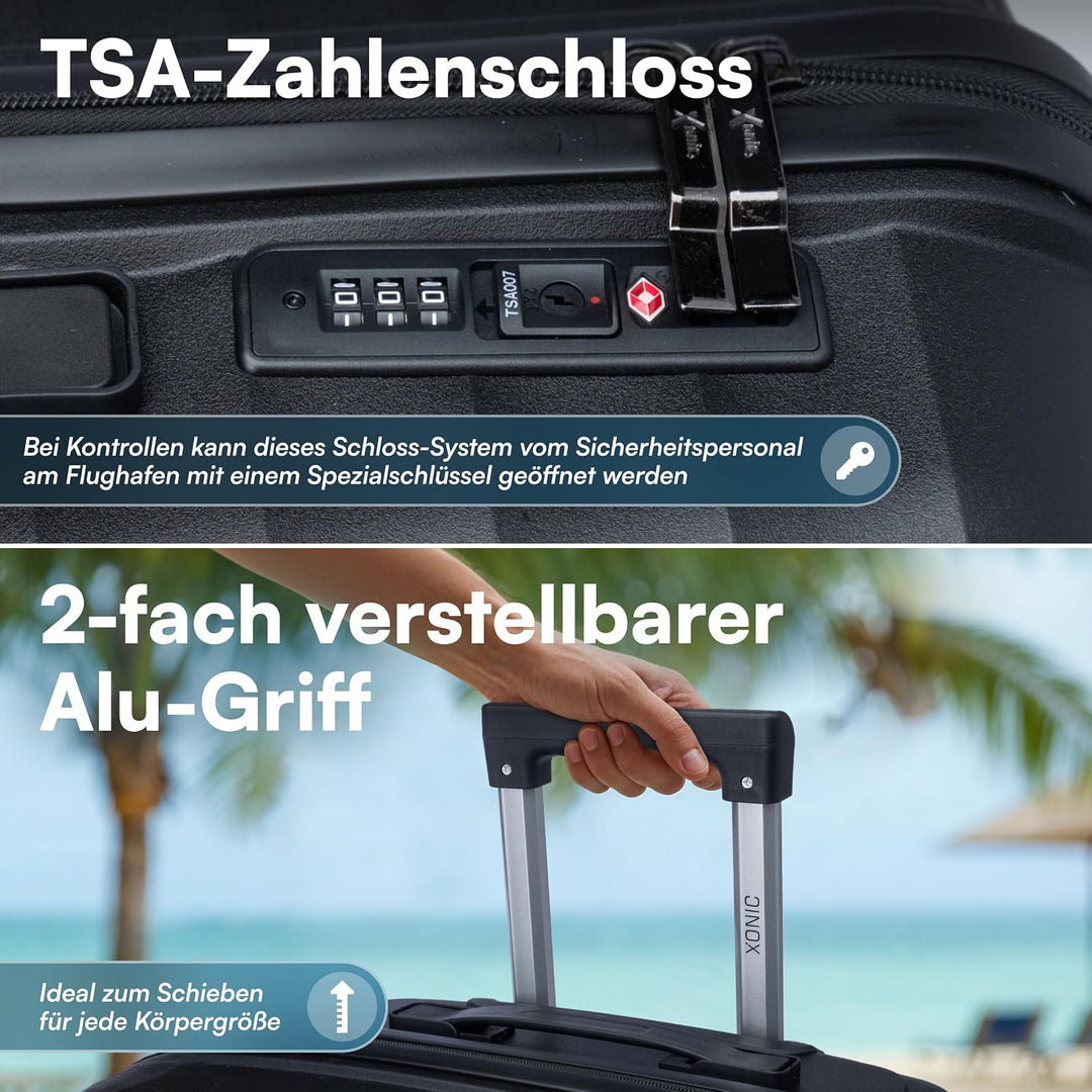 Xonic® Hartschalenkoffer M für 40L - Bruchsicherer Rollkoffer Polypropylen mit 360° Doppelrollen &amp; T