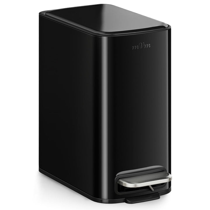 mVm Mülleimer Küche 6L, Mülleimer Bad, Abfalleimer Edelstahl, Schwarz | Soft-Close, Herausnehmbarem