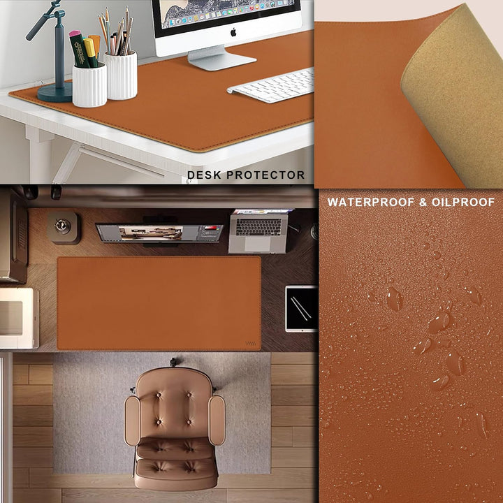 VYAAA Schreibtischunterlage Leder und Kork, 100 x 60cm Tischunterlage, Multifunktionales Laptop Mous