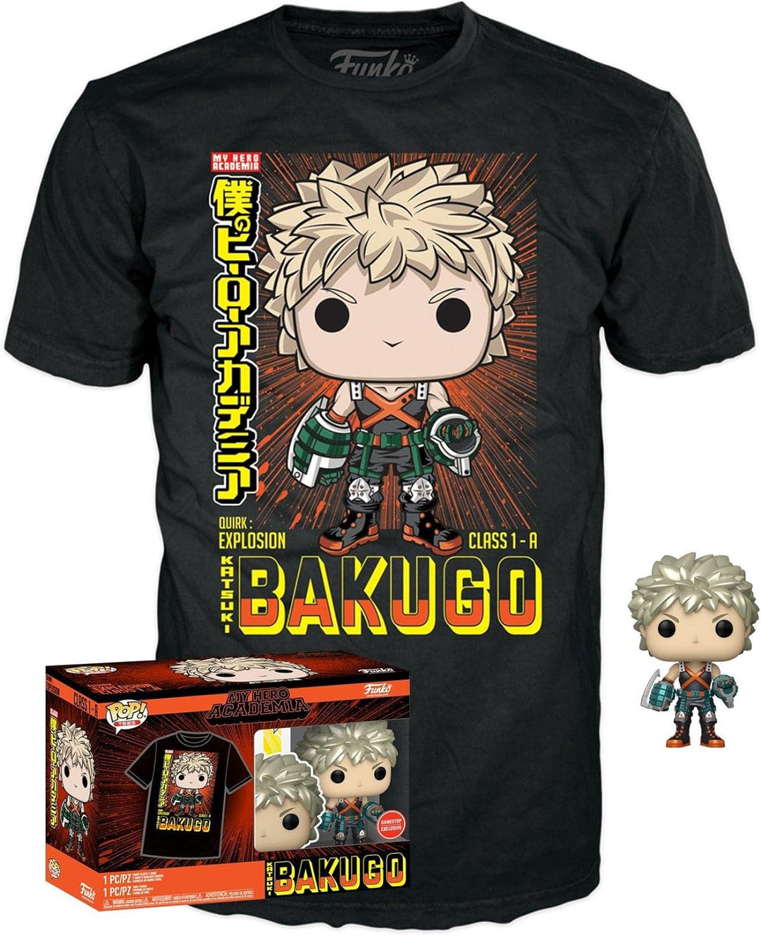 Funko Pop! & Tees (Adult): My Hero Academia - Katsuki Bakugo (Metallic) (Special Edition) Vinyl Figu