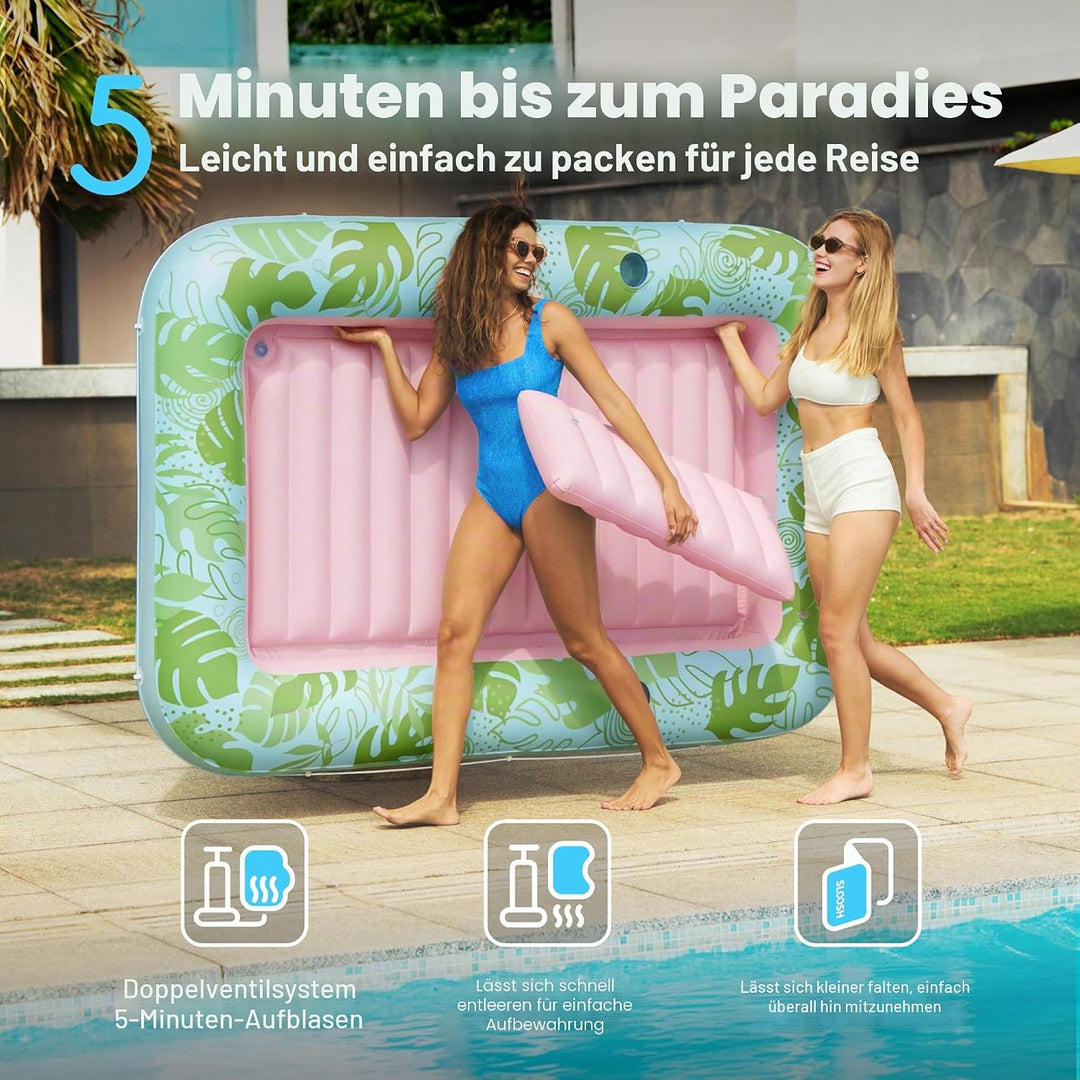SLOOSH Aufblasbare Tanning Pool, 70" x 46"/ 85" x 57" Grosse aufblasbarer Luftmatratze für Erwachsen