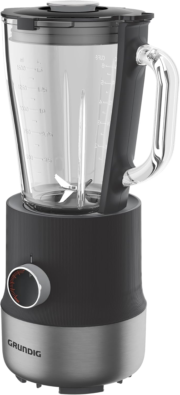 Grundig SM 6430 Standmixer, 1,5 L Glasbehälter, 800 Watt, 4 Edelstahlklingen, 5 Geschwindigkeitsstuf