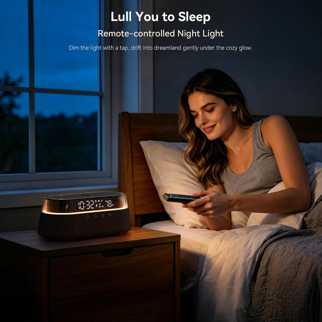Bluetooth Lautsprecher FM Radio mit Zwei Smart Wecker mit Fernbedienung Schwarz, Schwarz