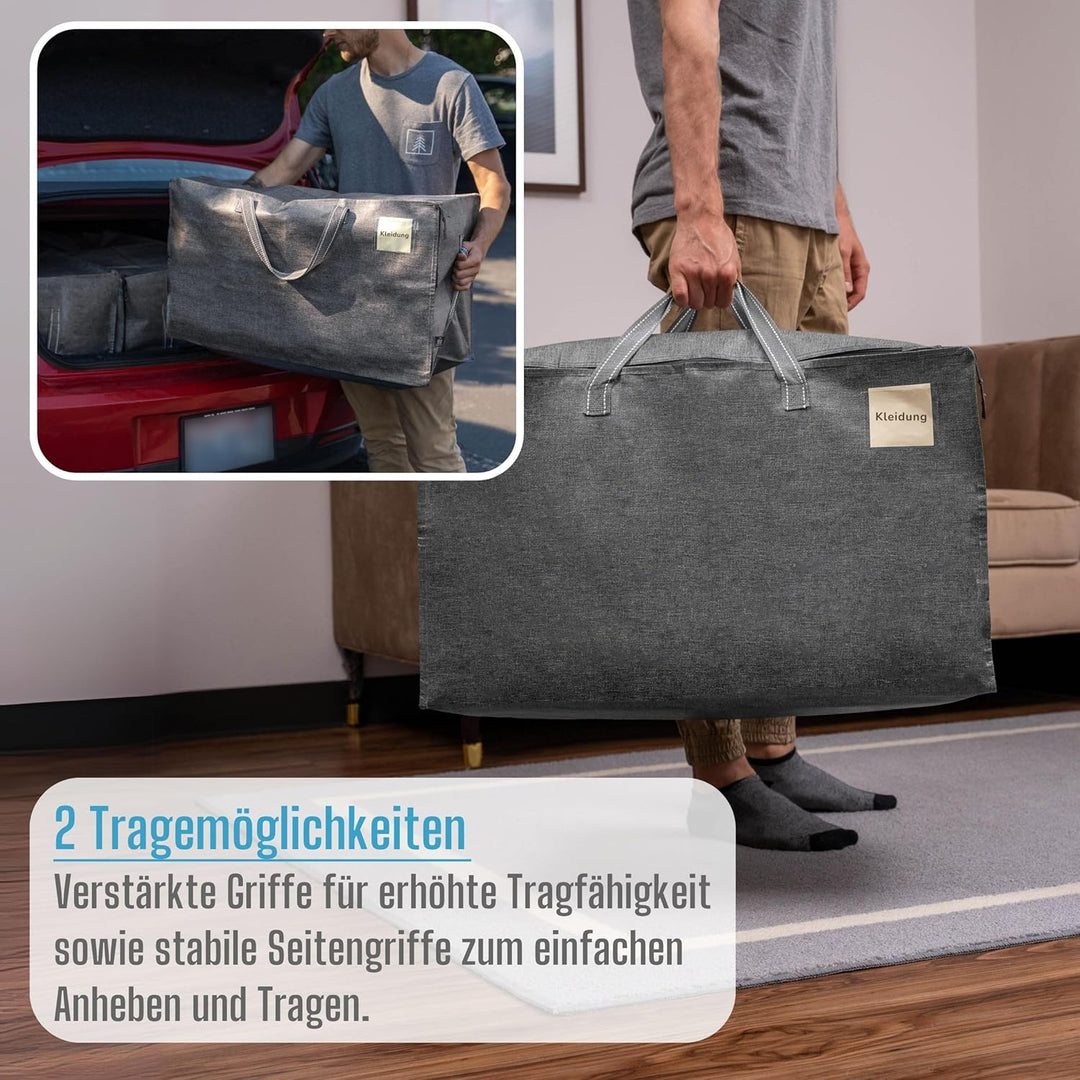 VENO 6er-Pack strapazierfähige grosse Aufbewahrungstasche mit Reissverschlüssen und Etikettentasche