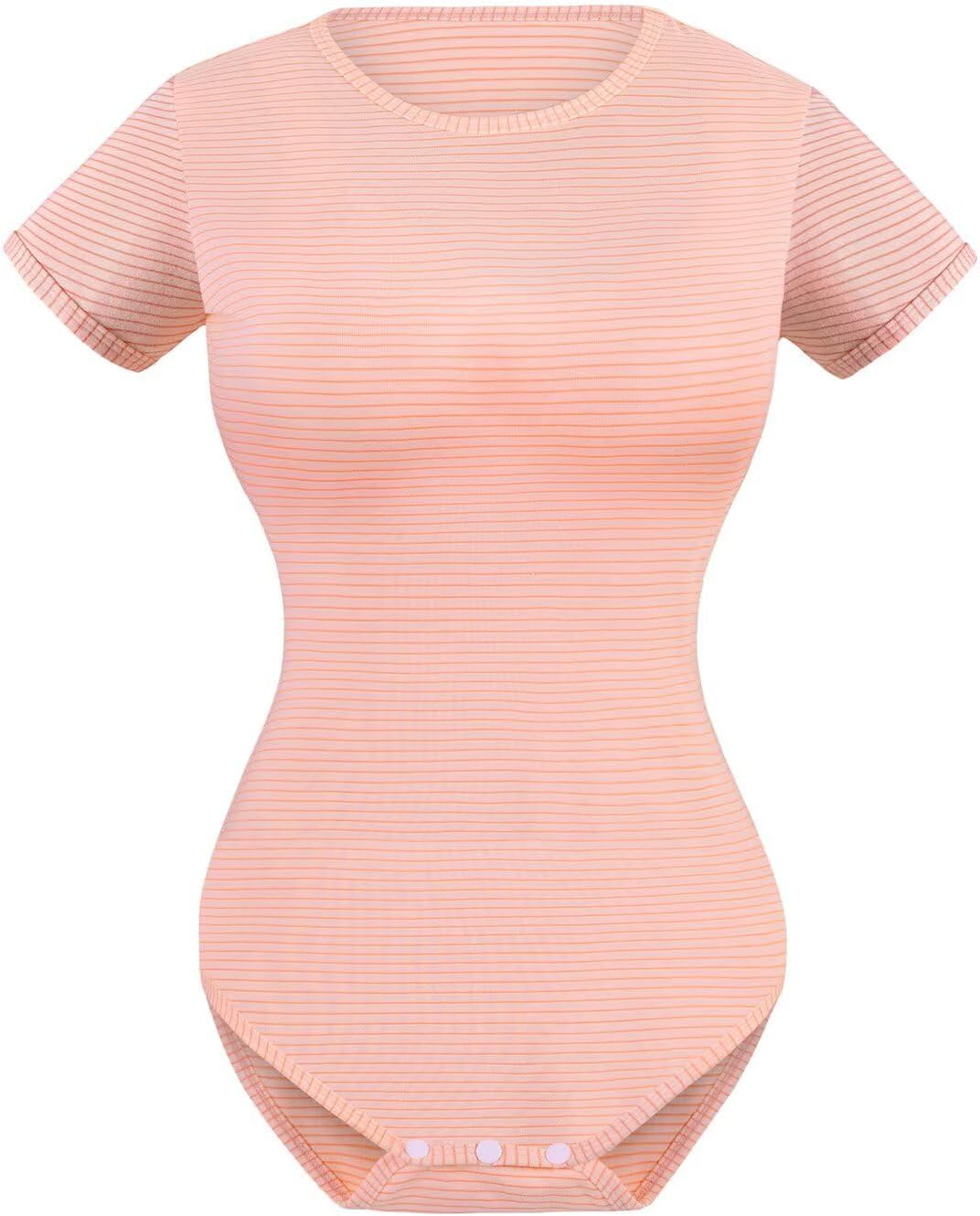 Landofgenie Bodys für Damen Einteiler Bodysuit Jumpsuit Baumwolle Kurzarm Nette Onesie Pyjamas Nacht