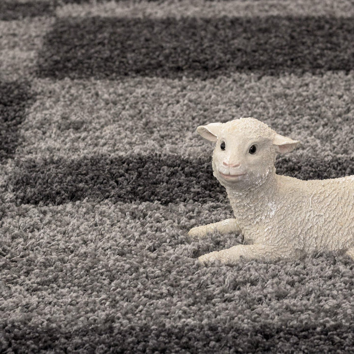 Teppium Kleiner Hochflor Teppich Wohnzimmer 80 cm Rund Grau - Shaggy Flauschiger Teppich, Extra Weic