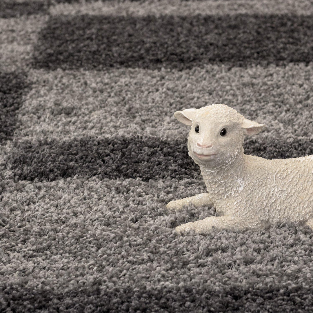Teppium Kleiner Hochflor Teppich Wohnzimmer 80 cm Rund Beige - Shaggy Flauschiger Teppich, Extra Wei