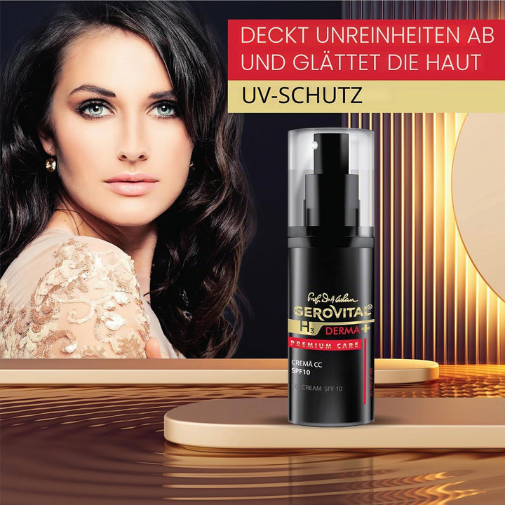 CC Creme mit Lichtschutzfaktor 10 für das Gesicht, an die Haut anpassbarer Farbton, spendet Feuchtig
