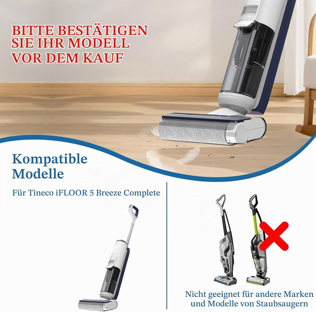 Bürstenrolle Ersatzteile für Tineco iFloor 5 Breeze Complete Nass und Trockensauger Zubehör, 2 Walze