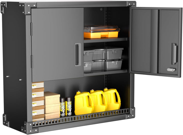 SUPEER Hängeschrank Metall Werkzeugschrank mit 1 Höhenverstellbaren Fachböden&2 Türen& 1 Schublade,A