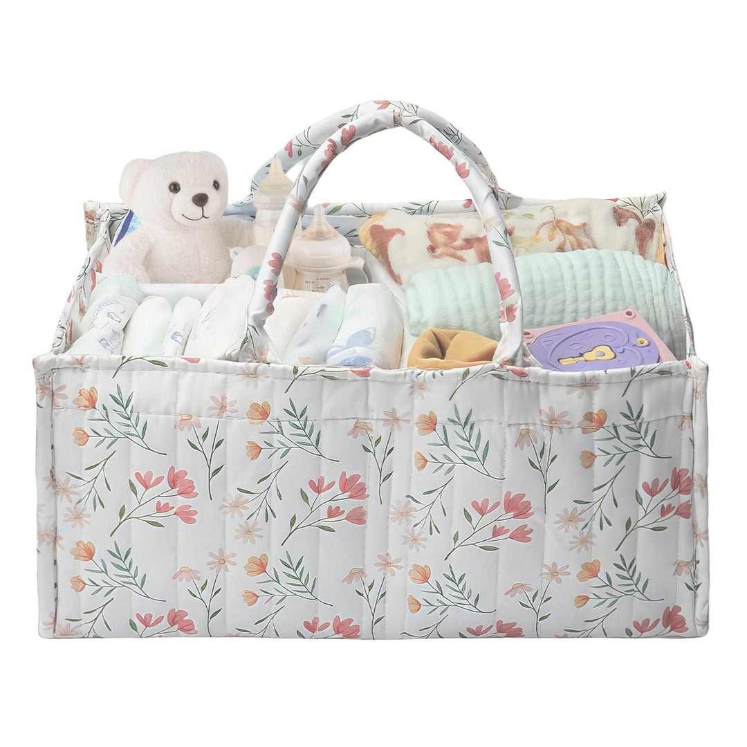 Wickeltasche Organizer, Grosse Baby Windel Caddy mit Griff & Herausnehmbarer Trennwand, Wickelkorb O