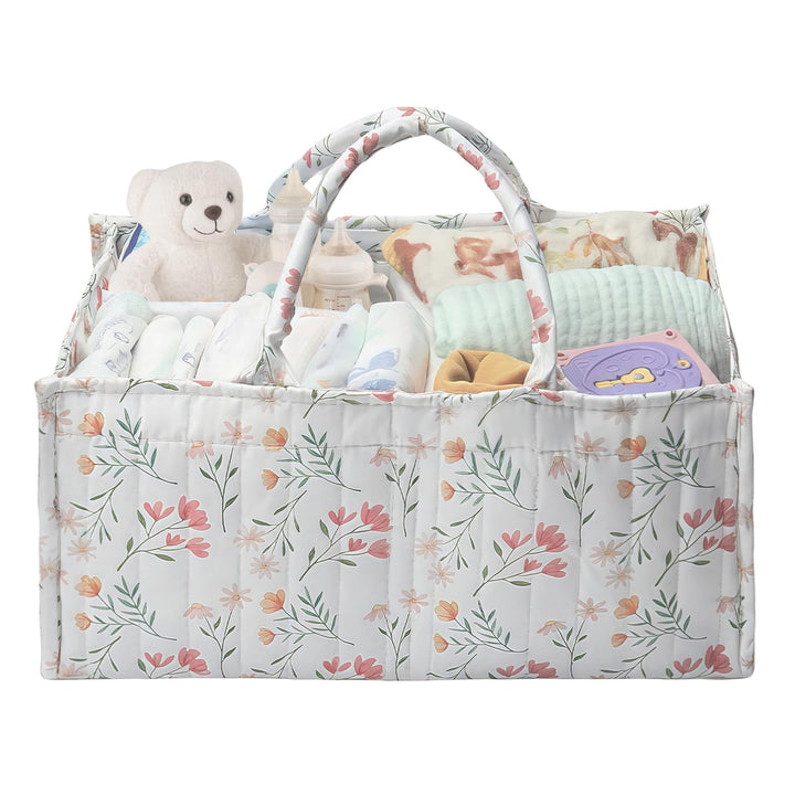 Wickeltasche Organizer, Grosse Baby Windel Caddy mit Griff & Herausnehmbarer Trennwand, Wickelkorb O