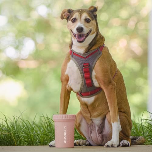 Dexas MudBuster Medium Dog Paw Cleaner in Rouge, Portable Paw Washer for Muddy Paws, Dog Foot Cleani