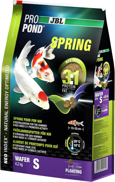 JBL Frühjahrsfutter für Koi, Schwimmende Futterwafer, Saisonfutter, ProPond Spring, Grösse S, 4,2 kg