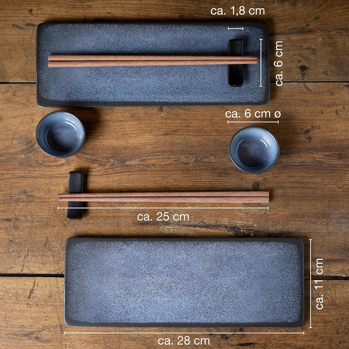 Moritz & Moritz VIDA 10-tlg. Sushi Geschirr Set für 2 Personen - Sushi Servierset mit 2x Sushi-Telle