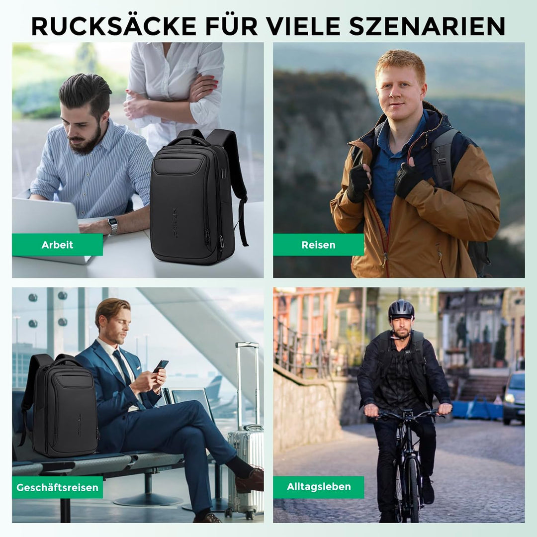 Business Rucksack Herren (15,6 Zoll Laptop Rucksack, 1800D Wasserdicht, USB-Anschluss) – Anti-Diebst