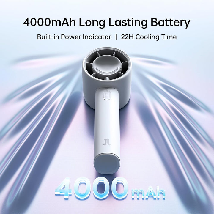 JISULIFE Mini Ventilator, 4000 mAh Handventilator Akku Aufladbar, bis zu 22 Stunden Kühlung, 5 Gesch
