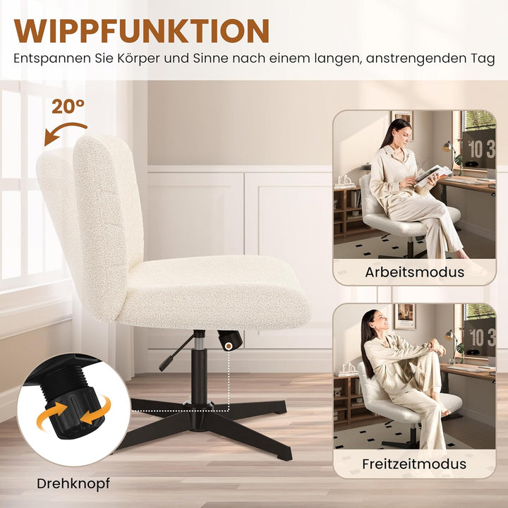 Yaheetech Bürostuhl, Ergonomischer Schreibtischstuhl mit breitem Sitzkissen, Höhenverstellbar Drehst