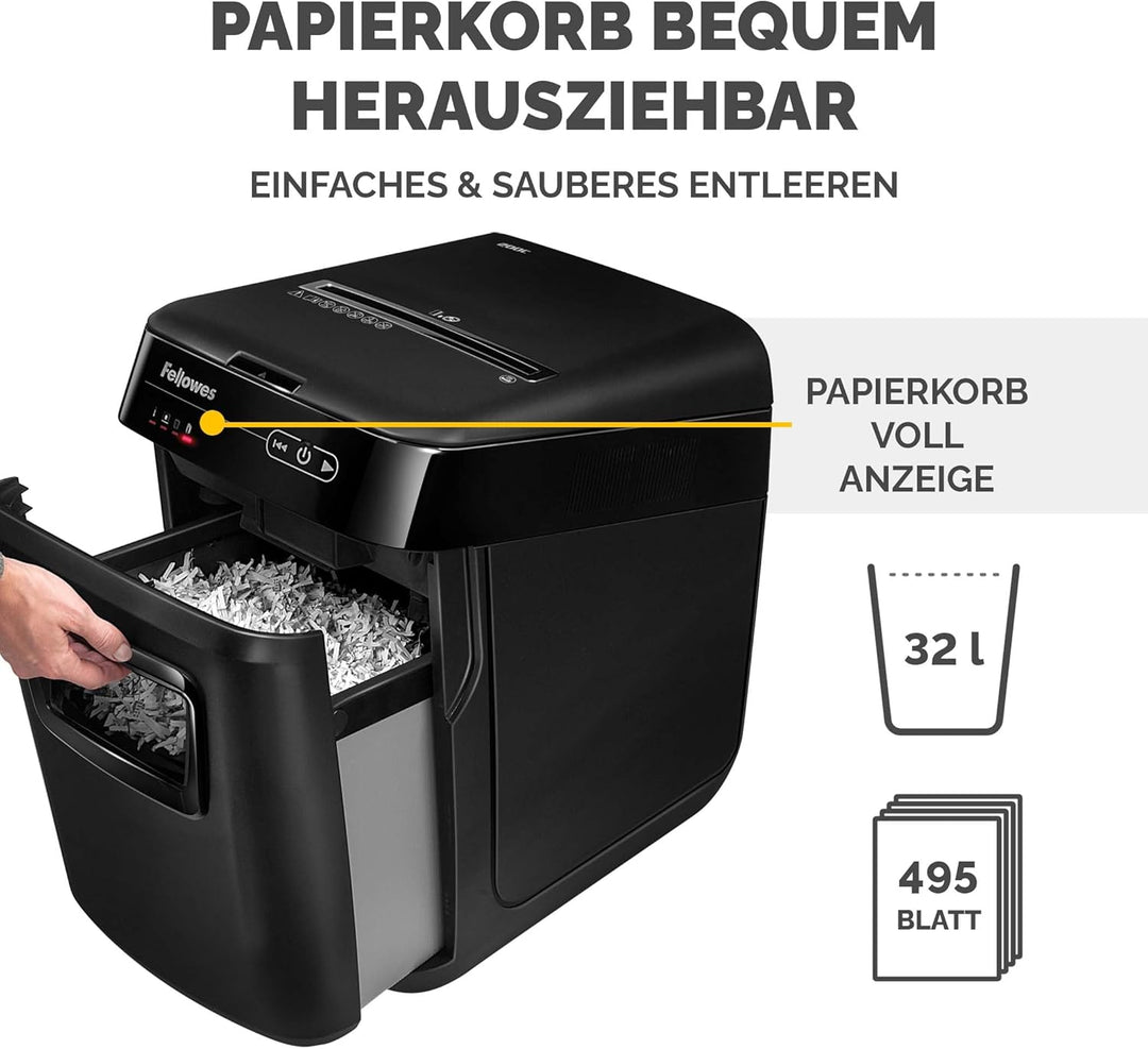 Fellowes Automatischer Aktenvernichter AutoMax 200M - bis zu 200 Blatt gleichzeitig (Mikropartikel,