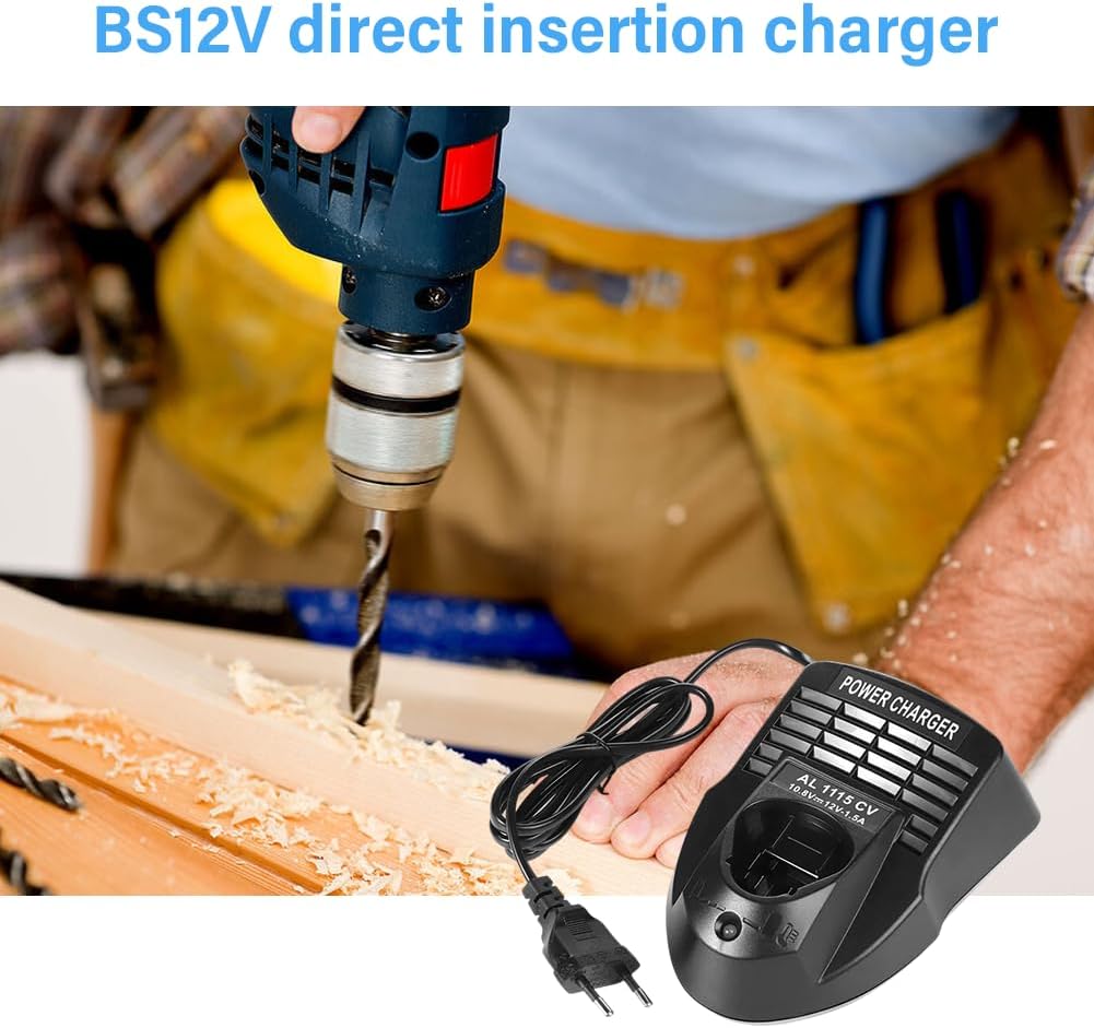 Ladegerät für Bosch 12V, Li-ion Schnellladegerät Kompatibel mit Bosch Professional 10.8V-12V AL1115C