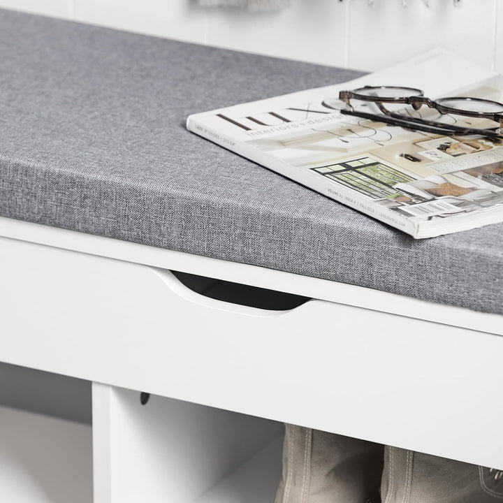 SoBuy FSR45-HG Schuhbank mit Sitzkissen Sitzbank Schuhschrank Schuhregal 3 Fächer weiss BHT ca: 80x4