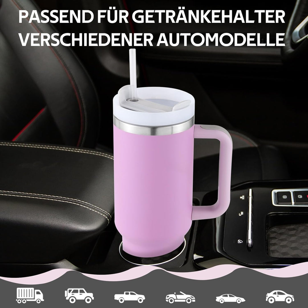 40oz Thermobecher mit Strohhalm und Henkel,1180 ML Doppelwandiger Edelstahl Heisse Kalte Getränke Va