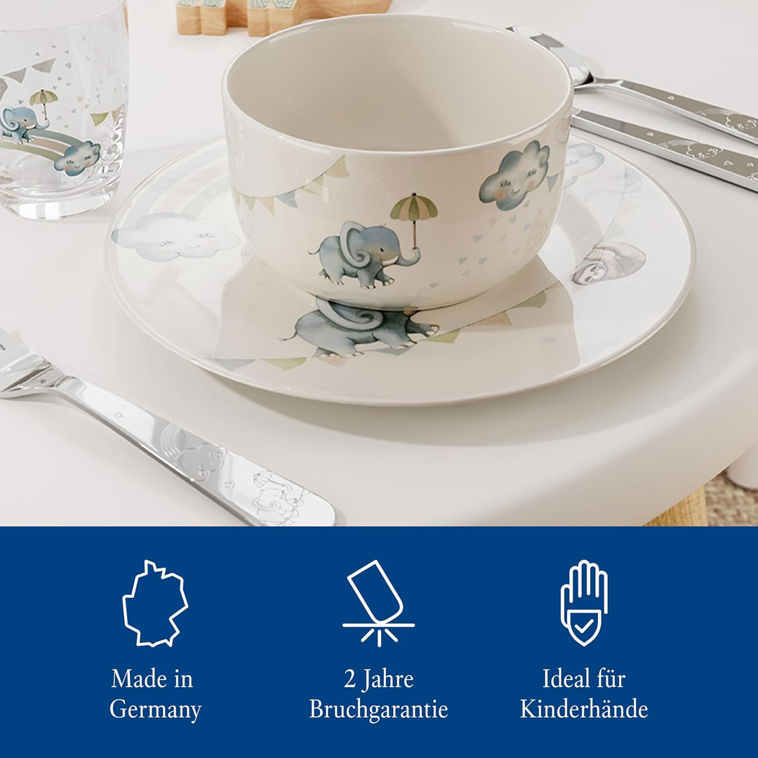 Villeroy & Boch – Boho Kids "Walk like an elephant" Kindergeschirr-Set 3 teilig Blau, Spülmaschinenf