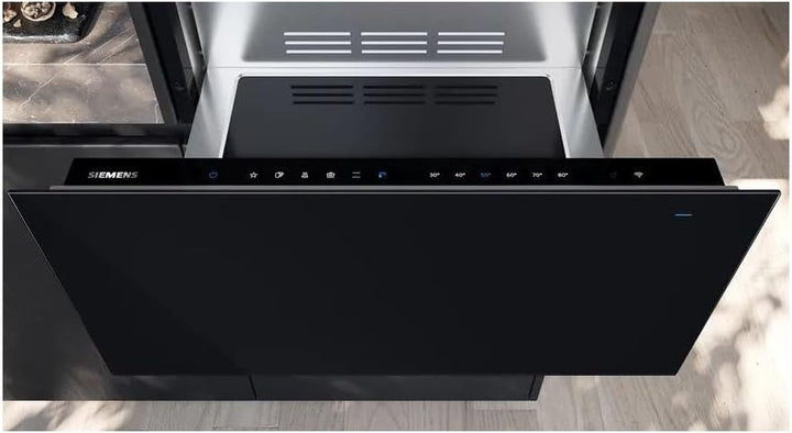 Siemens BI710D1B1 iQ700, Smarte Wärmeschublade, 60 x 29 cm, Schwarz, Niedrigtemperaturgaren, Teller