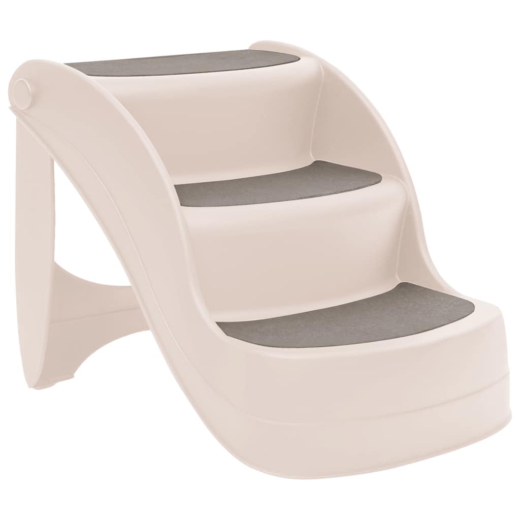 vidaXL Hundetreppe mit 3 Stufen Klappbar Creme 50x38x38 cm Kunststoff, Creme