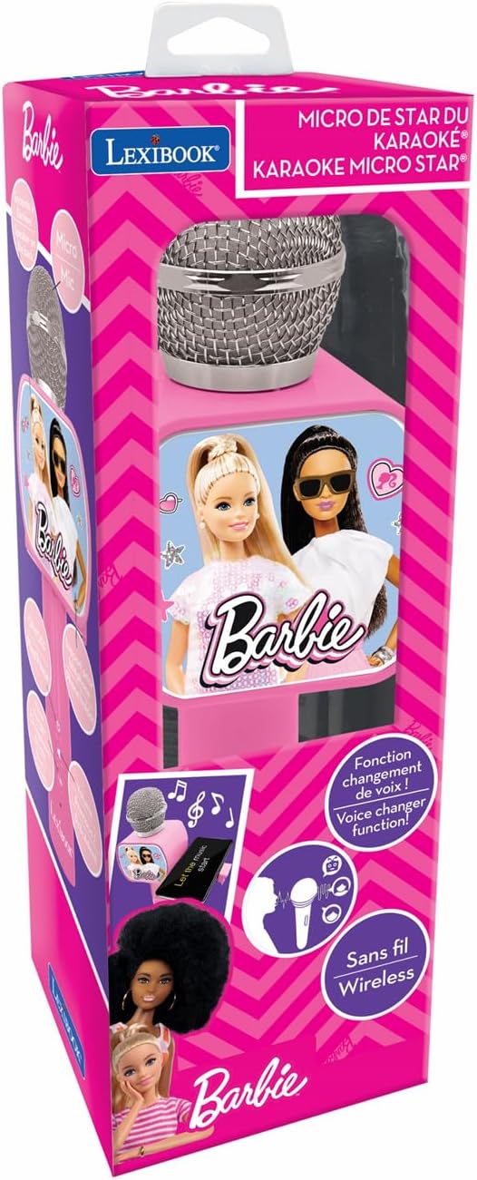 Lexibook MIC240BB Barbie, Bluetooth-Mikrofon mit Sprachwechselfunktion, inkl. Handyhalter, integrier