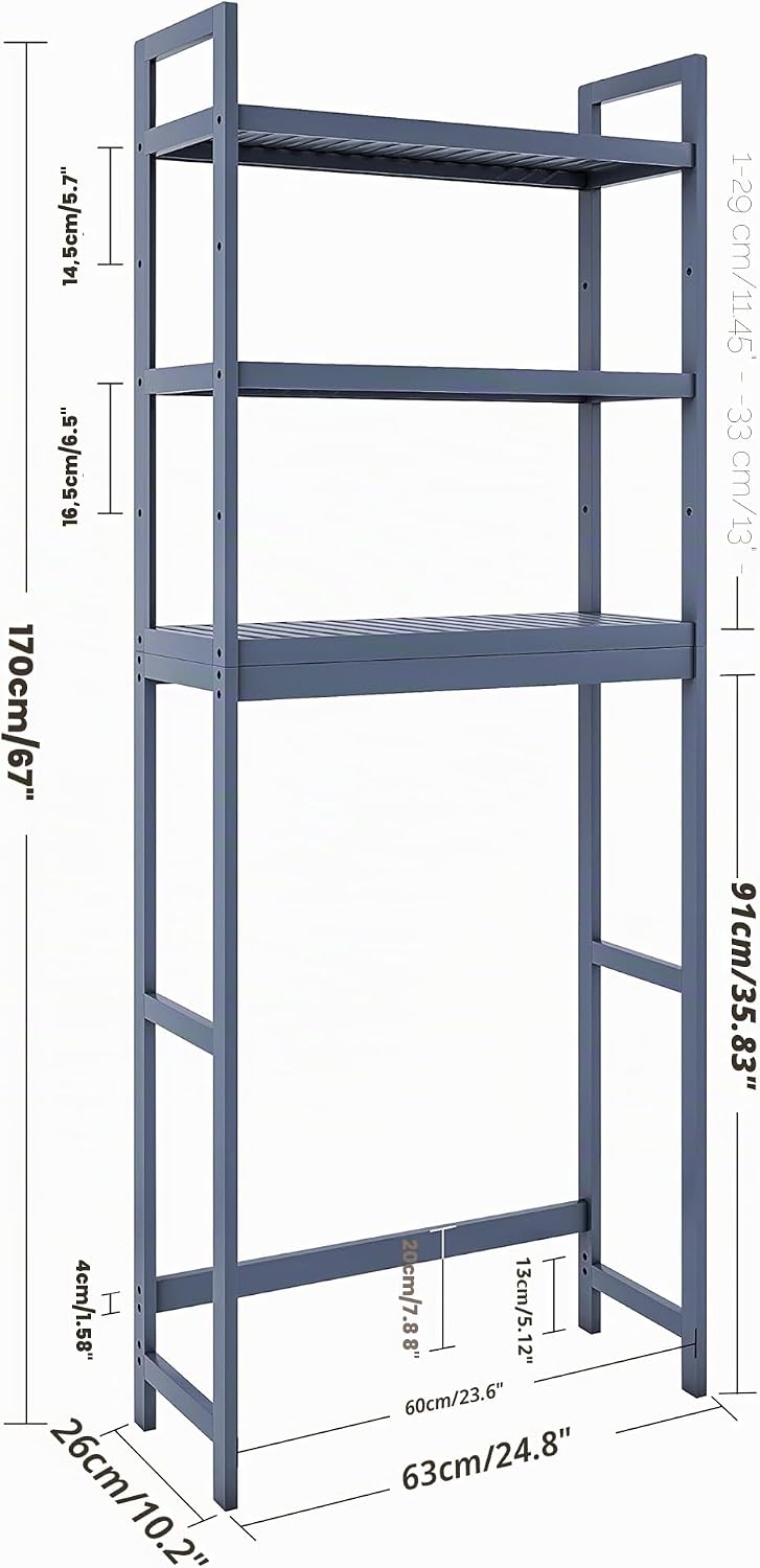 SMIBUY Badezimmer-Aufbewahrungsregal, Bambus-Über-der-Toilette-Organizer-Rack, freistehender WC-Plat