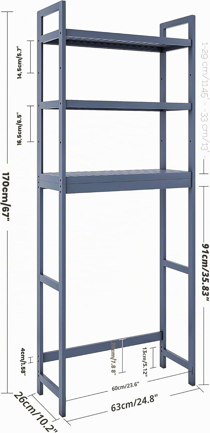 SMIBUY Badezimmer-Aufbewahrungsregal, Bambus-Über-der-Toilette-Organizer-Rack, freistehender WC-Plat
