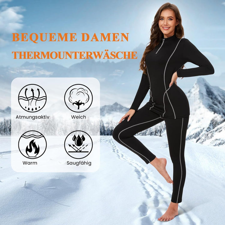 SIMIYA Thermounterwäsche Damen, Skiunterwäsche Funktionsunterwäsche Set Extra Warm und Atmungsaktiv