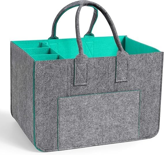 2 Stück 30L Gross Filztasche Einkaufstasche mit Fächern, Faltbar Filztaschen Shopper mit Stabile Hen