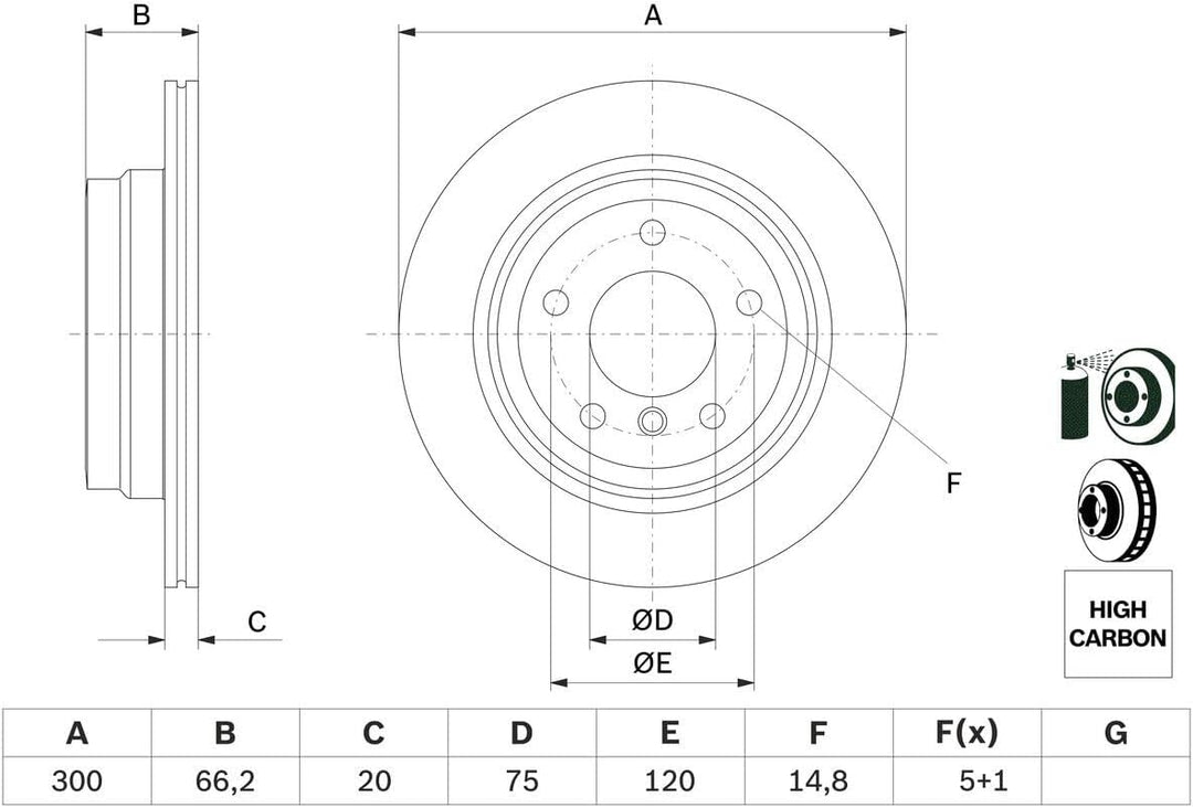 Bosch BD1141 Bremsscheiben - Hinterachse - ECE-R90 Zertifizierung - zwei Bremsscheiben pro Set
