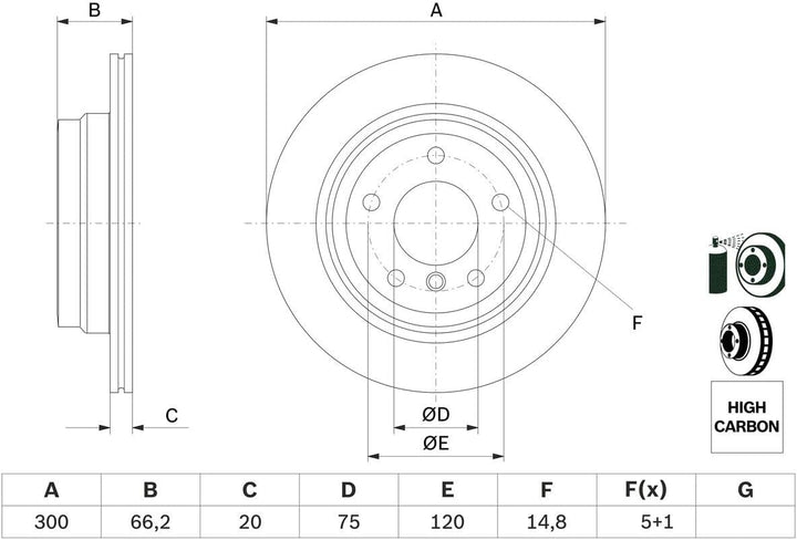 Bosch BD1141 Bremsscheiben - Hinterachse - ECE-R90 Zertifizierung - zwei Bremsscheiben pro Set