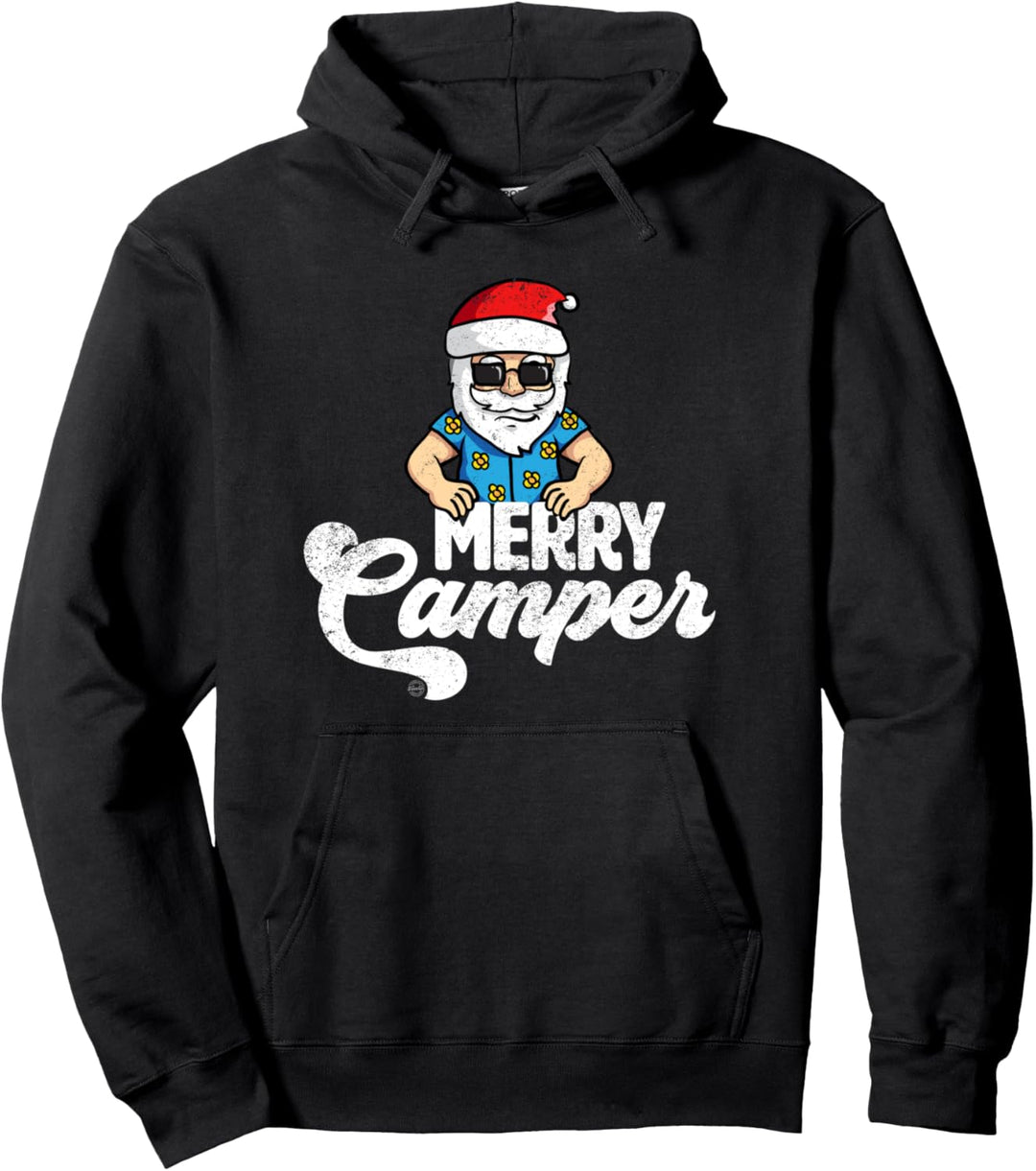 Merry Camper Funny Santa Claus Christmas Camping Gift Pullover Hoodie
