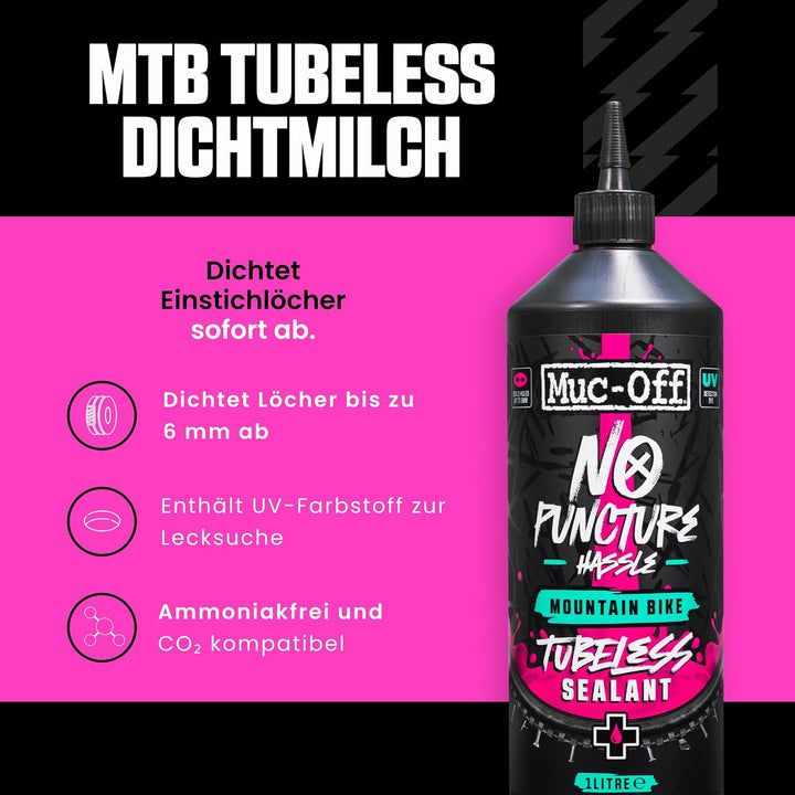 Muc-Off 822 Reifenpanne, Ärger 1L, Pink, 1 Liter Single, Single