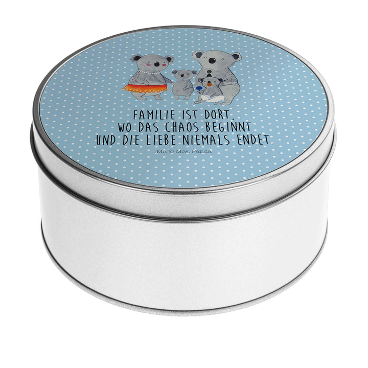 Mr. & Mrs. Panda Blechdose rund Koala Familie - Geschenk, Vorratsdosen, Metall Dose, Geschenkbox, qu