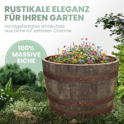 Temesso Halbes Fass aus einem originalen schottischen Whiskyfass (Natur - mit Ablaufbohrungen)
