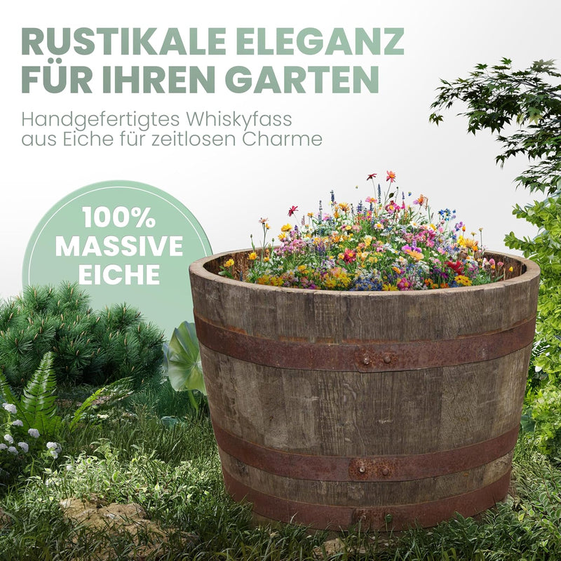 Temesso Halbes Fass aus einem originalen schottischen Whiskyfass (Natur - mit Ablaufbohrungen)