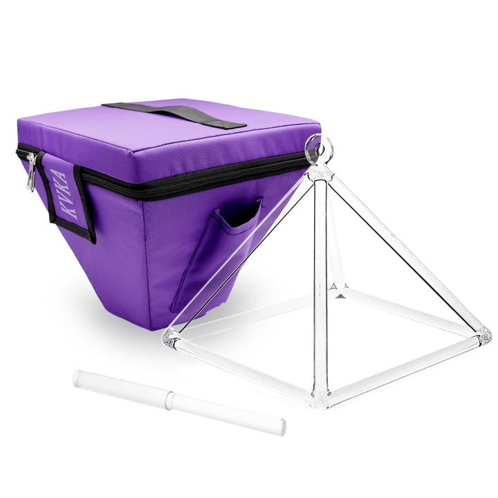 KVKA Transparent Crystal Singing Pyramid with Mallet &amp; Bag - Elegant Sound Healing Decor for Meditat