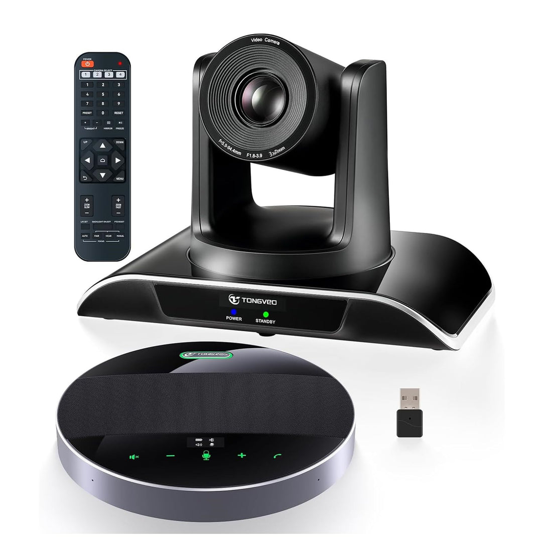 TONGVEO All-in-1 Konferenzraum-Kamera-System Und Bluetooth-Mikrofon Kombination,1080P 60fps 3-Fach o