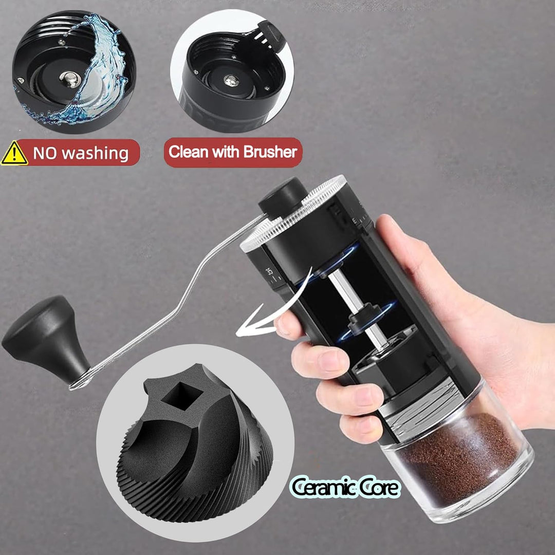 Tragbare Mini Manueller Handkaffeemühle mit 40-stufige Externer Verstellbarer, Kaffeebohnen Kegelmah