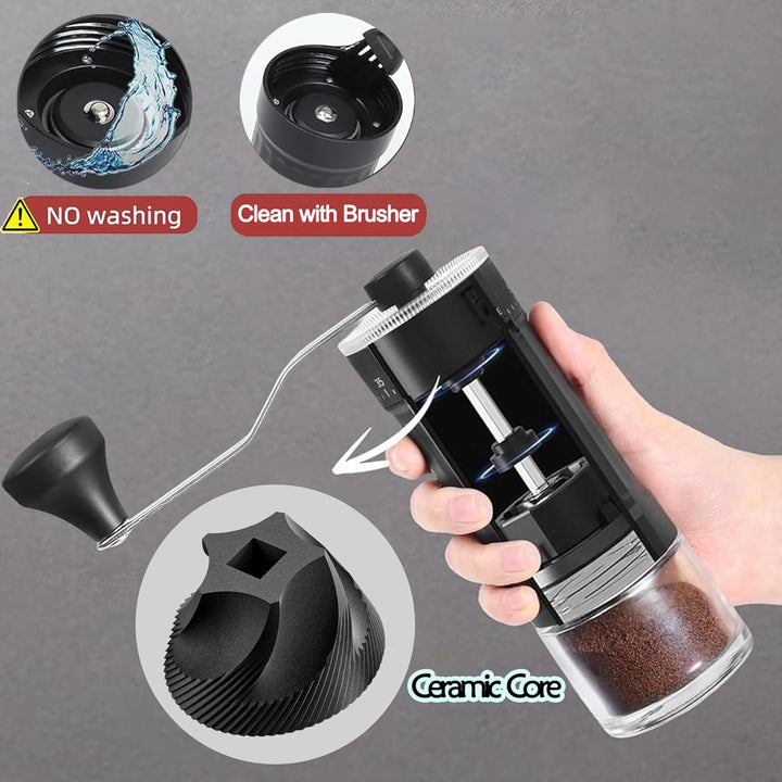 Tragbare Mini Manueller Handkaffeemühle mit 40-stufige Externer Verstellbarer, Kaffeebohnen Kegelmah
