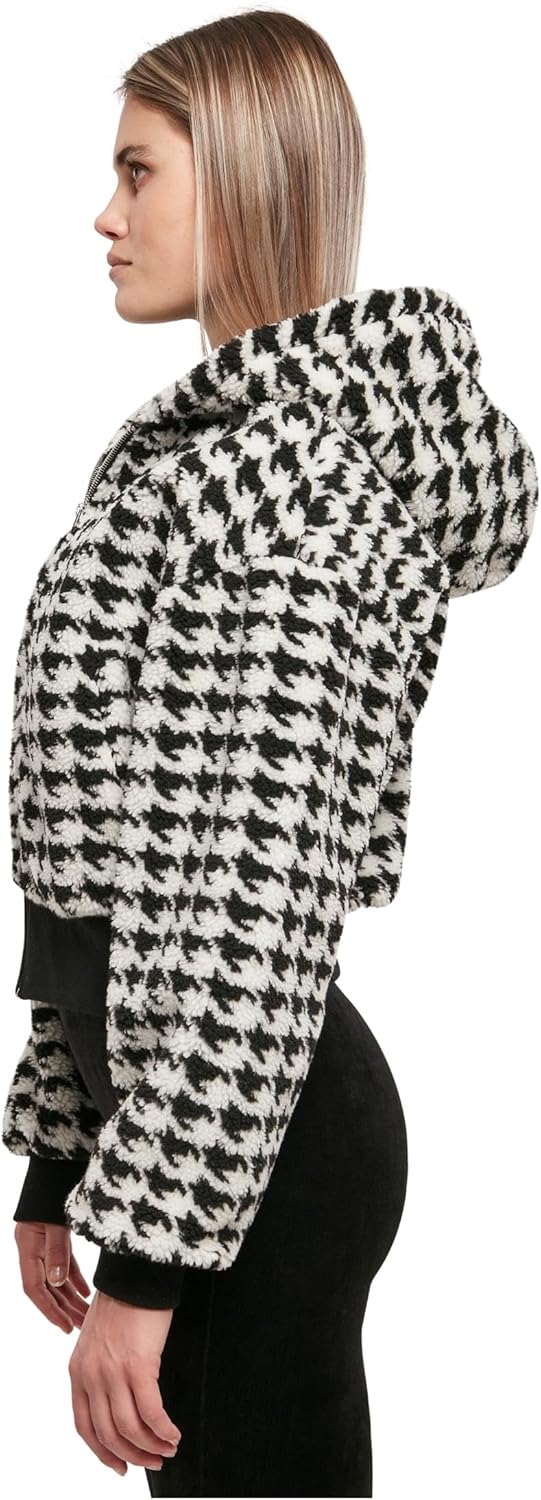 Urban Classics Ladies Short Oversized AOP Sherpa Jacket, stylische Frauen Jacke im Oversize Fit, erh
