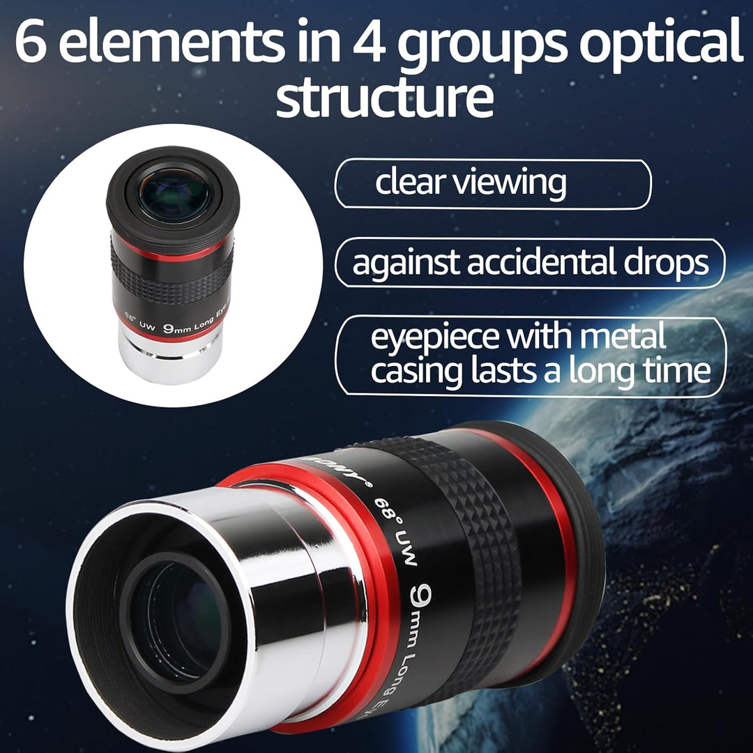 Svbony Okular 1,25”, 9mm FMC Linse 68° Weitwinkel Teleskop Okular, Scharfe Bilder Angenehmes Sichtfe