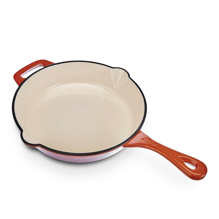 GSW 716314 Shadow Pfanne mit 2 Ausgüssen o. Deckel 26cm, Gusseisen, orange/Creme, 26 cm, 46 x 27,5 x